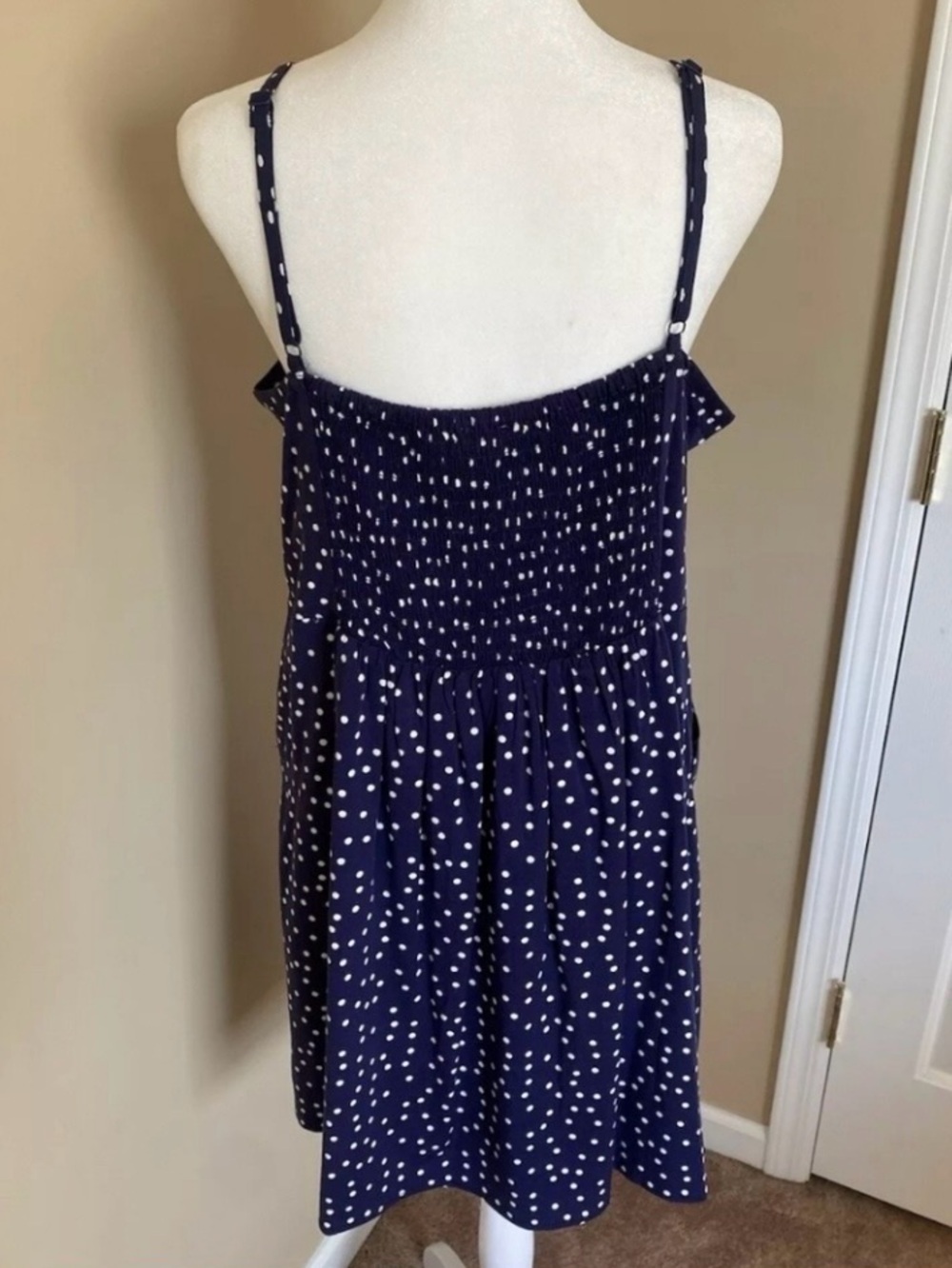 NWT 41 Hawthorn Navy White Polka Dot Dress Size 3x Scalloped Neckline Pockets - Picture 2 of 6